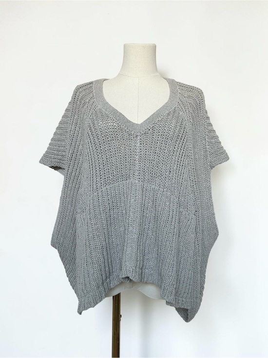 Inhabit Sweaters - Inhabit Grey Cotton Cashmere Batwing Poncho Sweater XS/S Lagenlook